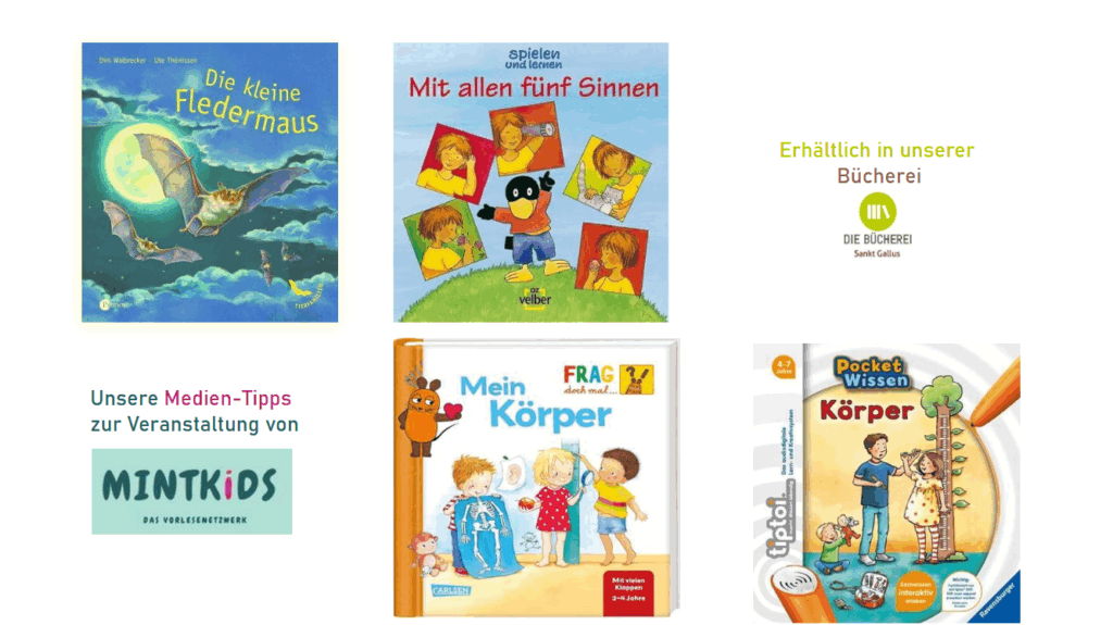 Medientipps: Die kleine Fledermaus, Mit allen fünf Sinnen, Mein Körper, PocketWissen Körper.